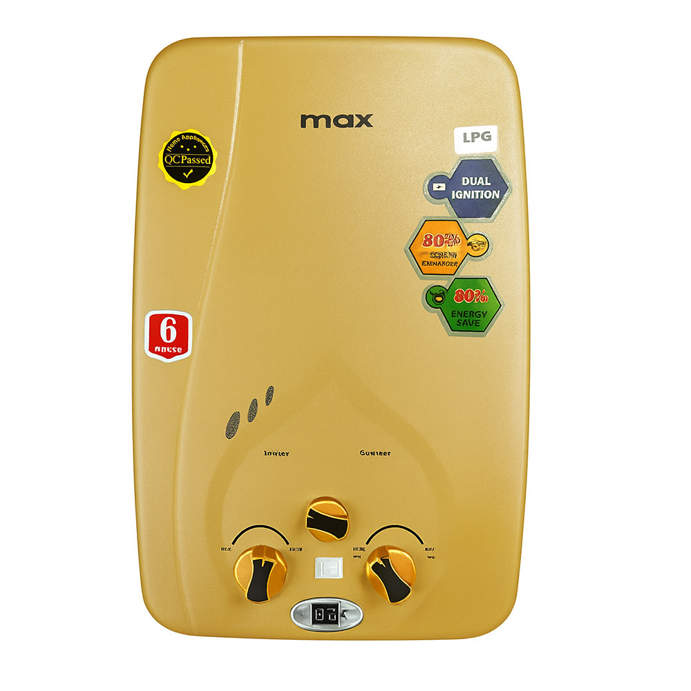 max-instant-gas-geyser-6-litre-model-6l-lpg-golden MAX INSTANT GAS GEYSER 6 LITRE Model 6L NG GOLDEN - Image 1